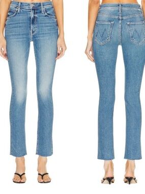 Mother Mid Rise Dazzler Ankle Fray Jeans Size 28 In Riding the Cliffside Wash